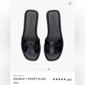 Tory Burch Double-T Genuine Leather Sport Slide Sandal $200msrp